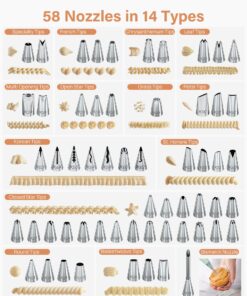 Kootek 230PCs Cake Decorating Supplies Kit, Cake Turntable, 100+2 Piping Bags, 50 Disposable Cupcake Liners, 58 Icing Piping Tips, 3 Icing Scrapers, 2 Spatulas, Cake Leveler and Other Baking Tools 11 81bUOapyi9L