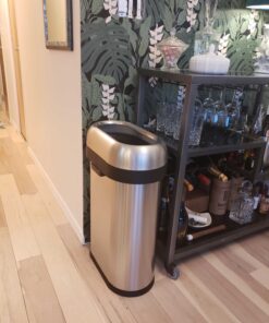 simplehuman 50 Liter / 13.2 Gallon Slim Open Top Trash Can, Commercial Grade Heavy Gauge Brushed Stainless Steel 50 Liter Slim 26 81bUb1yDiNL