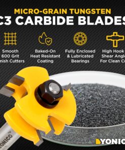YONICO Tongue and Groove Router Bits Set for 3/4-Inch Stock 1/2-Inch Cutting Depth 1/4-Inch Tongue 2 Bit 1/2-Inch Shank 15221 Up to 3/4" Stock - 1/2" Depth - 1/2" Shank 20 81bVLYdc1L