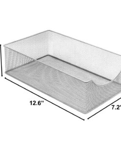 Sorbus 2 Tier Under The Sink Organizer Baskets with Mesh Sliding Drawers —Ideal for Cabinet, Countertop, Pantry, and Desktop, for Bathroom, Kitchen, Office, etc.—Made of Steel (Silver) Silver 14 81bWZwHMwwL