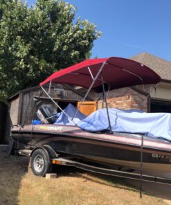 MSC 3 Bow 4 Bow Bimini Top Boat Cover with Rear Support Pole and Storage Boot (Burgundy, 4 Bow 8'L x 54" H x 91"-96" W) 4 Bow 8'L x 54"H x 91"-96"W Burgundy 25 81bXCBqguqL