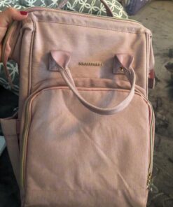 AMILLIARDI Diaper Bag Backpack - 6 INSULATED Bottle Holders - Detachable Stroller Straps (Light Pink) Light Pink 41 81bYEK9kFcL