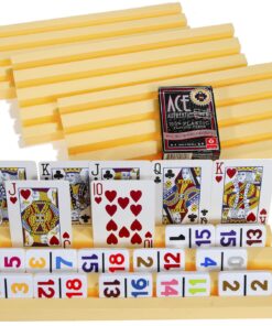 Plastic Trays / Racks for Dominoes OR Playing Card _ Dual Use _ Set of 4 _ Bonus 1 Deck of Ace 100% Plastic Playing Cards (Random backing color of Red or Blue)