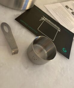 Coffee Gator Stainless Steel Canister - Medium 16oz, Silver Coffee Grounds and Beans Container with Date-Tracker, CO2-Release Valve, and Measuring Scoop - Ideal Coffee Lovers Gifts for Her 23 81bb4 Wg1bL