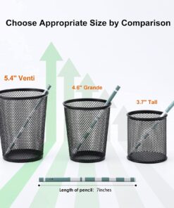 MaxGear Pen Holder for Desk, 3 Pack Pencil Holder, Non-Slip EVA Pad, Premium Mesh Metal Pen Holder, Desk Accessories & Workspace Organizers for Home, School & Office, Black, 3.7’’ Tall Mesh Black- 3.7" Tall 29 81bdKHAXMKL