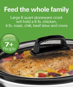 Hamilton Beach 6-Quart Slow Cooker with 3 Cooking Settings, Dishwasher-Safe Stoneware Crock & Glass Lid, Silver (33665G) 25 81bdQDLLVcL