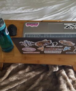 Laptop Desk Nnewvante Adjustable Bed Desk Table Bamboo with USB Fan Foldable Bed Tray w' Drawer 21.6" with Fan 71 81beIIhh6 L