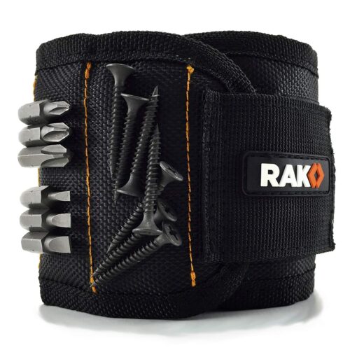 RAK Magnetic Wristband for Holding Screws, Nails and Drill Bits for Men - Made from Premium Ballistic Nylon with Lightweight Powerful Magnets - Stocking Stuffer for Men Black 1pack