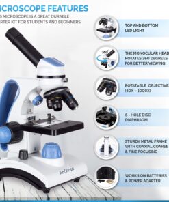 Alternative view of AmScope M162C-2L-PB10-WM-SP14-50P100S 40X-1000X Beginners Microscope Kit for Kids & Students w/Complete Science Accessory Kit + World of The Microscope Book