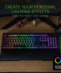 Razer Ornata Chroma Gaming Keyboard: Hybrid Mechanical Key Switches - Customizable Chroma RGB Lighting - Individually Backlit Keys - Detachable Plush Wrist Rest - Programmable Macro Functionality 24 81bheYwDaxL
