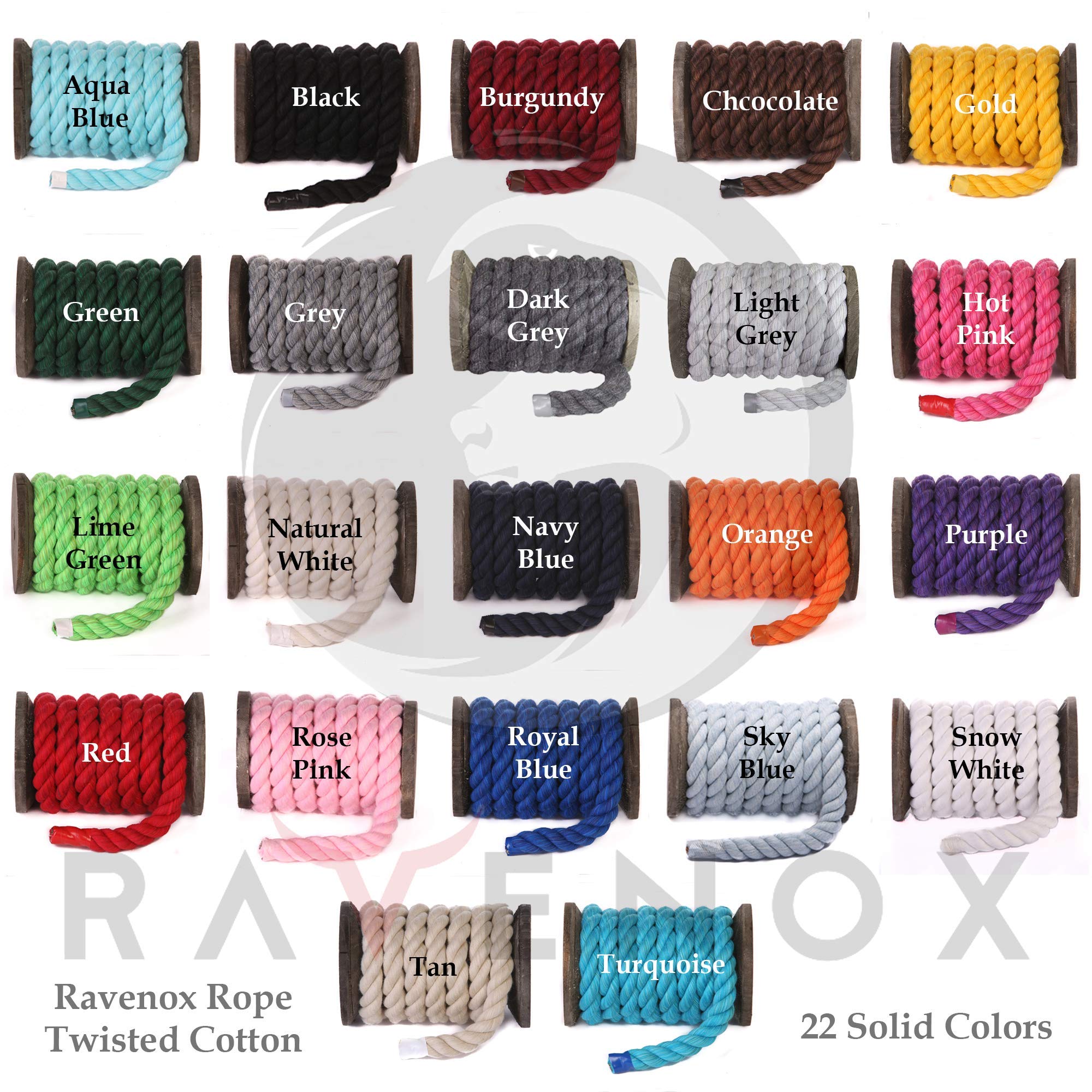 Ravenox Natural Twisted Cotton Rope | Made in The USA | Strong Triple-Strand Cordage for Sports, Décor, Pet Toys, Crafts, Macramé & Indoor Outdoor Use| by The Foot & Diameter (Multiple Color) Black 1/2 Inch x 100 Feet 4 Ravenox Natural Twisted Cotton Rope | Made in The USA | Strong Triple-Strand Cordage for Sports, Décor, Pet Toys, Crafts, Macramé & Indoor Outdoor Use| by The Foot & Diameter (Multiple Color) Black 1/2 Inch x 100 Feet - Image 4