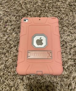 iPad Mini 5 Case, iPad Mini 4 Case, Hybrid Three Layer Armor Shockproof Rugged Drop Protection Cover Case Built with Kickstand for iPad Mini 4/5 7.9 Inch Rose gold+Gray 50 81biZQic2jL