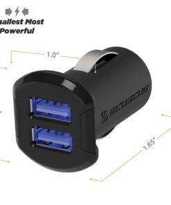 Alternative view of Scosche USBC242M ReVolt Universal Cigarette Lighter Multi Device Compact Dual Port USB Car Charger, Fast Charge Two Devices Simultaneously, Black Dual USB-A 24W