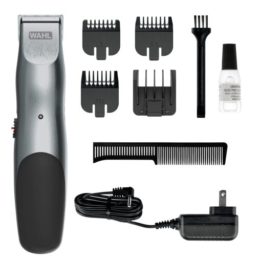 WAHL Groomsman Corded or Cordless Beard Trimmer for Men - Rechargeable Grooming Kit for Facial Hair - Beard Trimmer & Groomer - Model 9918-6171V Silver/Black