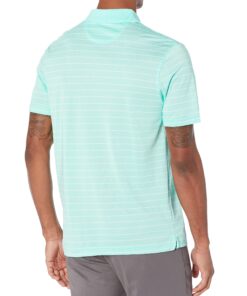 Alternative view of Amazon Essentials Men's Slim-Fit Quick-Dry Golf Polo Shirt Polyester Aqua Blue Stripe X-Small