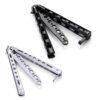 Moon Boat 2PCS Butterfly Knife Trainning Practice Comb Unsharpened Blade Black Silver 20 81bnPNj5mqL
