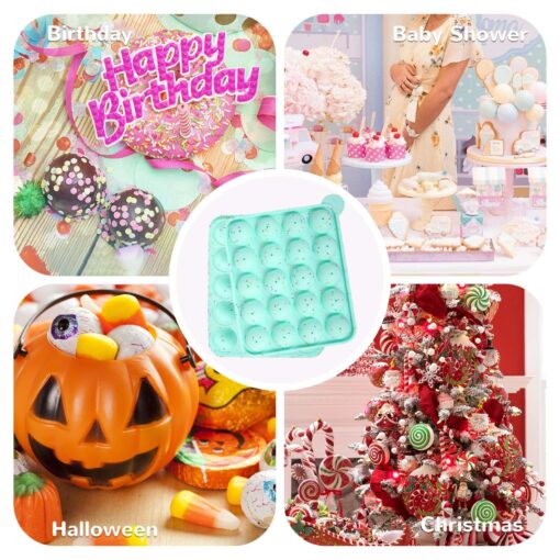 Junxave BPA Free Cake Pop Mold Set, Lollipop Silicone Molds, Cake Pop Trays with Stand Holder 100 Sticks Treat Bags