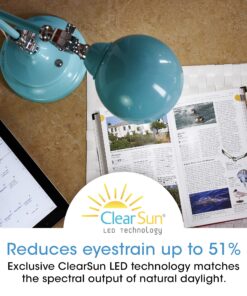 OttLite Revive LED Desk Lamp with ClearSun LED Technology, Turquoise – 3 Brightness Settings, Touch Activated Controls, USB Charging Port & 3 Adjustable Knobs for Precise Lighting - Great for Reading 10 81bngRLt1KL