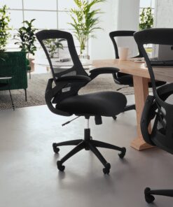 Alternative view of Flash Furniture Kelista Mid-Back Swivel Office Chair with Adjustable Lumbar Support and Seat Height, Ergonomic Mesh Desk Chair with Flip-Up Armrests, Black Black Mesh Set of 1