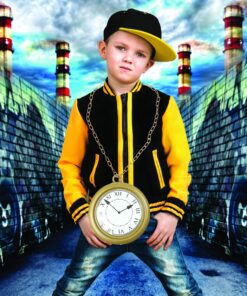 Skeleteen Jumbo Gold Clock Necklace - White Rabbit Clock, Hip Hop Rapper Clock - 1 Piece 21 81bq6r0hJ L