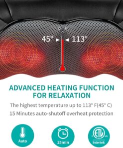 Shiatsu Neck and Back Massager with Soothing Heat, Nekteck Electric Deep Tissue 3D Kneading Massage Pillow for Shoulder, Leg, Body Muscle Pain Relief, Home, Office, and Car Use Black 25 81br19KRu L