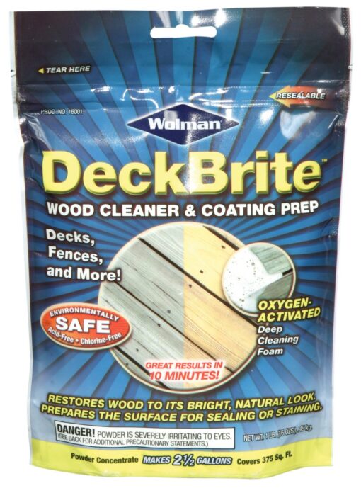 Rust-Oleum 16001 Pouch Wolman Deckbrite Wood Cleaner and Coating Prep, 1-Pound