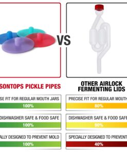 Masontops Pickle Pipes - Airlock Fermentation Lids - Fermentation Kit for Small Mouth Mason Jar Sauerkraut & Pickle Kit - Fermentation Jar Not Included Small Mouth 4PK 12 81bsk62YZNL