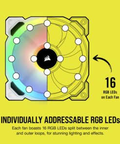 Corsair LL Series, LL120 RGB, 120mm RGB LED Fan, Triple Pack with Lighting Node PRO- White, Lighting Node PRO Included, LL120 RGB White,CO-9050092-WW Triple Pack w/ Lighting Node PRO 39 81btjWBYdcL