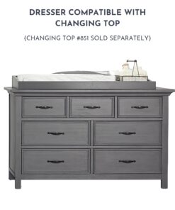 Evolur Belmar Double Dresser in Rustic Grey, Comes Assembled, Included Anti-Tip Kit, Seven Spacious Drawers, Dresser For Nursery, Bedroom, Wooden Nursery Furniture 33 x 18 x 54 inches 17 81buJZacIDL