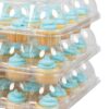 APRON HEROES -STACK’nGO MINI, Cupcake Containers 24 Count, Anti-crush, Crystal Clear, Air Tight Container, Cupcake Boxes, High Tall Dome, Cupcake Containers, Cup Cake Holders w/Lid, 24 PACK X 12 SETS 12 Mini Cupcake Carrier (12 Pack) 8 81buKrvl9ML 1