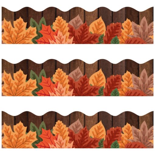 72 Feet Autumn Leaves Border Trim for Fall Thanksgiving Classroom Bulletin Board Decorations