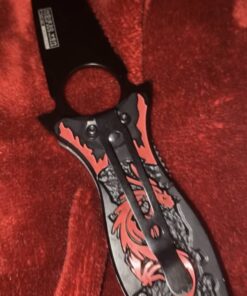 TAC Force TF-707 Series Assisted Opening Folding Knife, Black Half-Serrated Blade, Dragon Handle, 4-1/2-Inch Closed Red 29 81bw1dE55OL