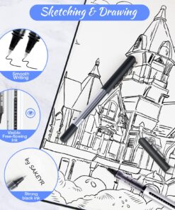 Rollerball Pen Fine Point Pens: 16 Pack 0.5mm Black Gel Liquid Ink Pens Extra Thin Fine Tip Pens, Rolling Ball Point Writing Pens for Note Taking, Signature, Journal, Office/Stationary Supplies 24 81bwOPwXcL