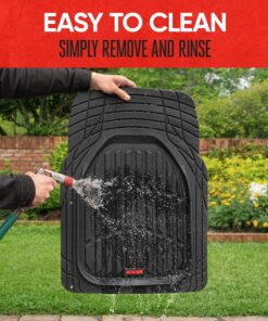 Motor Trend FlexTough Floor Mats for Cars, Black Deep Dish All-Weather Mats, Waterproof Trim-To Fit Automotive Floor Mats for Cars Trucks SUV, Universal Floor Liner Car Accessories Full Set 33 81bx2mqANeL