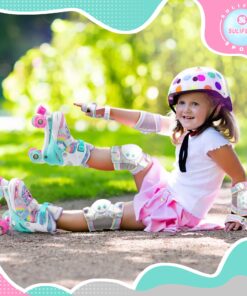 SULIFEEL Rainbow Unicorn 4 Size Adjustable Light up Roller Skates for Girls Boys for Kids A Rainbow Medium - Big Kid 29 81bx53x2CpL