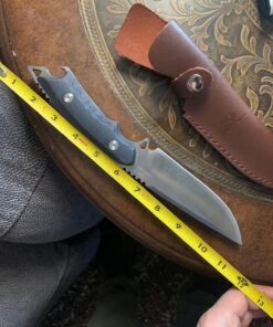 Mossy Oak Fixed Blade Knife, Full Tang - Mutifunction with Bottle Opener and Glass Breaker, G10 Handle with Genuine Leather Sheath, for Camping Survival Hunting Knife(Silver Steel) 28 81by42ghxFL