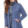 Woman Within Plus Size Zip-Front Microfleece Jacket | Long Oversized Fleece 6X-Large Plus Evening Blue Marled