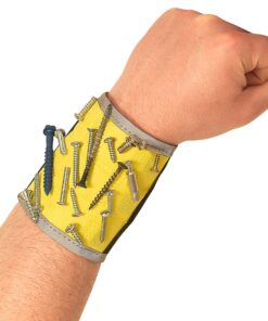 BYKES Magnetic Wristband for Holding Screws, Nuts, Nails and Bolts | Super Strong Magnetic Tool Wristband for Men and Women | Extra Large Magnetic Wrist Tool Holder | Tool Gifts for Men | Yellow/Gray 7 81c DVhbNL