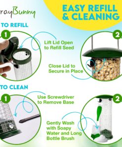 Premium Steel Sunflower Seed and Peanut Feeder, 9.5" Tall, Wild Bird Feeder for Woodpeckers, Titmice, Nuthatches, Chickadees, Jays and More, Gifts for Mom, for Women, Gifts for Dad 9.5 inch 24 81c1wJ8eeeL