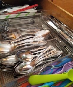 STORi SimpleSort 6-Piece Stackable Clear Drawer Organizer Set | 12" x 3" x 2" Rectangle Trays | Narrow Makeup Vanity Storage Bins and Office Desk Drawer Dividers | Made in USA 12x3x2" (Set of 6) 35 81c31NmuTuL