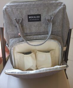 Mokaloo Diaper Bag Backpack, Large Baby Bag, Multi-functional Travel Back Pack, Anti-Water Maternity Nappy Bag Changing Bags (Light Grey) Light Grey 36 81c4yOjo2fL