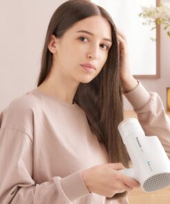 Panasonic nanoe Salon Hair Dryer with Oscillating Quick Dry Nozzle, Folding Hair Dryer for Travel and Home, 3 Airflow Settings for Easy Styling and Healthy Hair - EH-NA2C-W (White) Compact Hair Dryer w/ 1 attachment 36 81c5apMJiLL