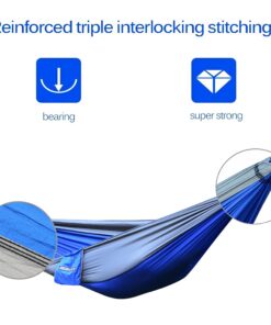 Alternative view of WoneNice Camping Hammock - Portable Lightweight Double Nylon Hammock, Best Parachute Hammock with 2 x Hanging Straps for Backpacking, Camping, Travel, Beach, Yard and Garden Blue/Grey