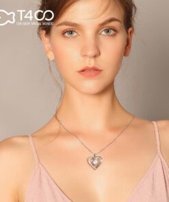 Alternative view of T400 Sterling Silver Heart Necklace I Love You Inspirational Pendant Jewelry Gift for Women I love you to the moon and back (Silver)