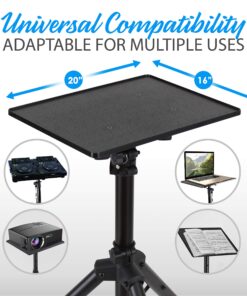 PYLE-PRO Universal Projector Stand -Height & Angle Adjustable Tripod Stand-Hold Laptops, Computers, DJ Equipment & Projectors-Heavy Duty-Perfect for Stage, Studio, & Office Events-Extends 28'' to 46" 29 81c6K1yV34L 1