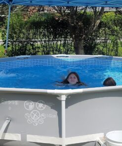 INTEX 28031E Pool Cover: For 12ft Round Metal Frame Pools – Includes Rope Tie – Drain Holes – 10in Overhang – Snug Fit 12-Foot 30 81c7QvyRiPL