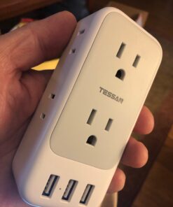 Multi Plug Outlet Extender with USB, TESSAN Electrical 7 Outlet Splitter with 3 USB Wall Charger, Multiple Power Expander for Cruise, Office, Home, Dorm Essentials Gray 3 USB A 31 81c8lcMN82L