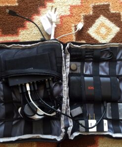 BUBM Double Layer Electronics Organizer/Travel Gadget Bag For Cables,Memory Cards,Flash Hard Drive and More,Fit For iPad Or Tablet(Up To 9.7")--Large, Black Large,2-layer 36 81c8vXEBLIL