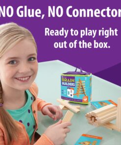 Alternative view of MindWare KEVA Brainbuilders - 3D brain building STEM challenges for boys & girls - Try to build the image - Practice spatial thinking - 20 planks & 30 puzzles