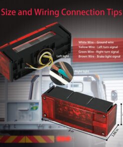 Wellmax 12V LED Trailer Lights, Submersible and Waterproof Low Profile Rectangular tail lights for RV, marine, boats, trailers 24 81cA00xNDBL